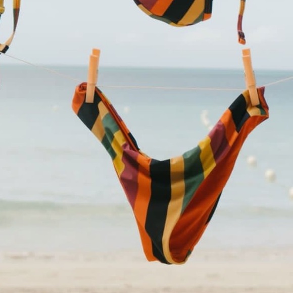 Madewell Tavik Ali Moderate Peacock Stripe Bottom - Picture 2 of 10